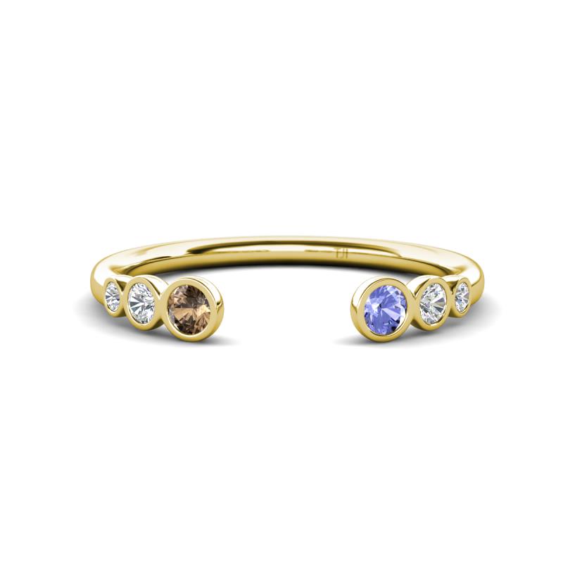 Makena Smoky Quartz and Tanzanite Open Wedding Band 