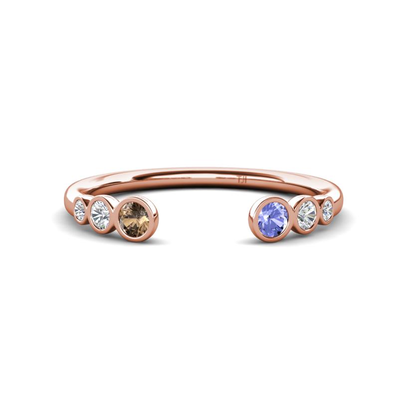 Makena Smoky Quartz and Tanzanite Open Wedding Band 
