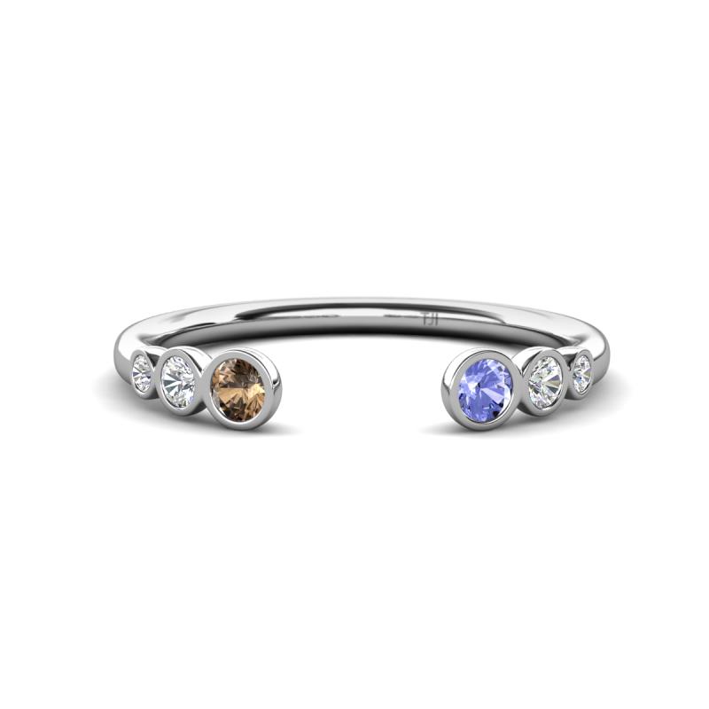 Makena Smoky Quartz and Tanzanite Open Wedding Band 