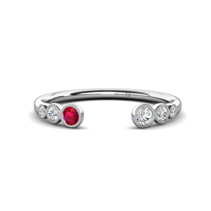 Makena Ruby and Lab Grown Diamonds Open Wedding Band 