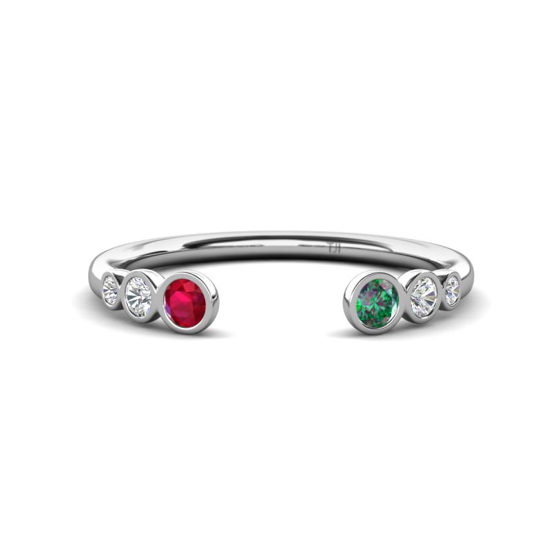 Makena Ruby and Created Alexandrite Open Wedding Band 