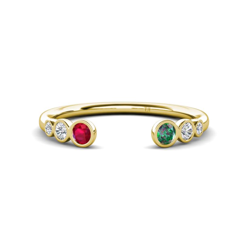 Makena Ruby and Created Alexandrite Open Wedding Band 