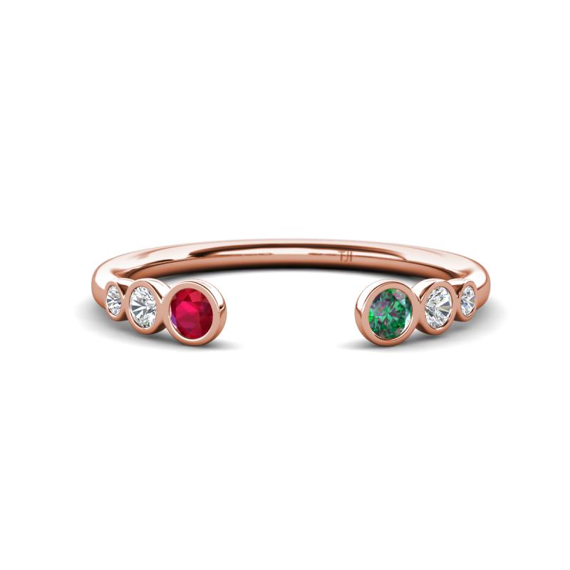 Makena Ruby and Created Alexandrite Open Wedding Band 