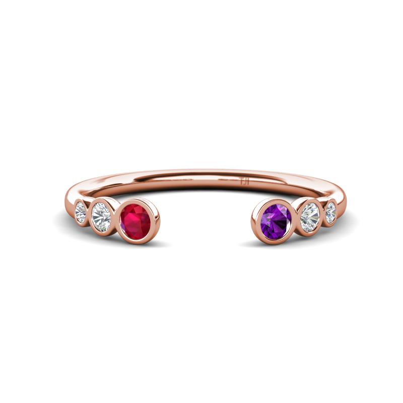 Makena Ruby and Amethyst Open Wedding Band 