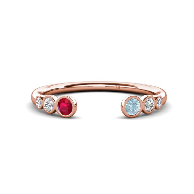 Makena Ruby and Aquamarine Open Wedding Band 