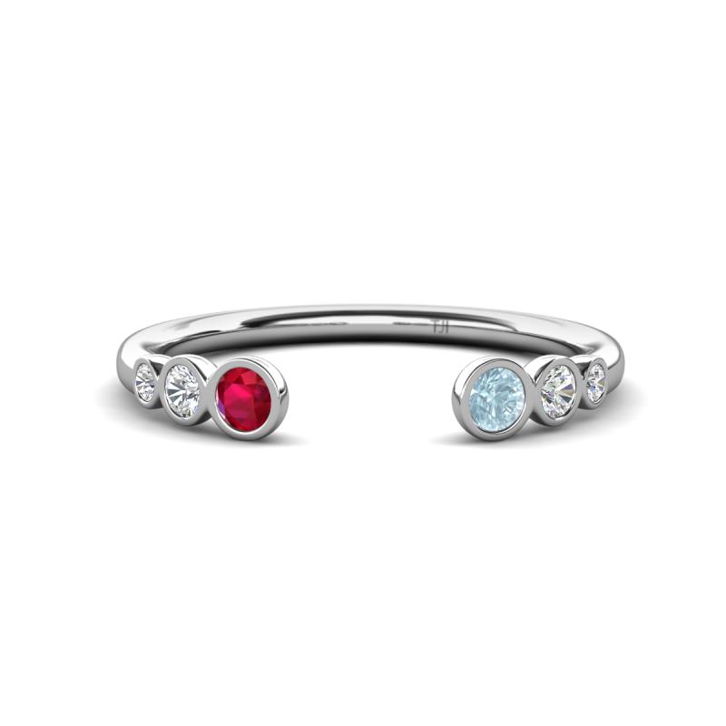 Makena Ruby and Aquamarine Open Wedding Band 