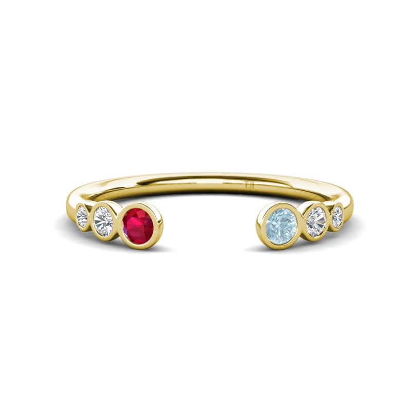 Makena Ruby and Aquamarine Open Wedding Band 