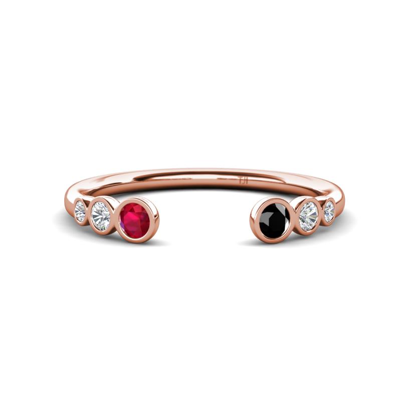 Makena Ruby and Black Diamond Open Wedding Band 