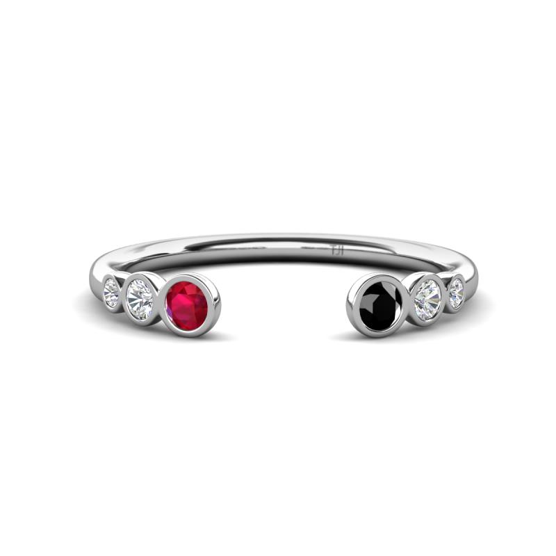 Makena Ruby and Black Diamond Open Wedding Band 