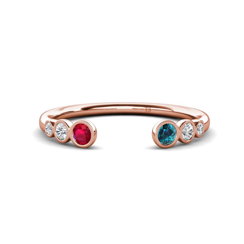 Makena Ruby and Blue Diamond Open Wedding Band 