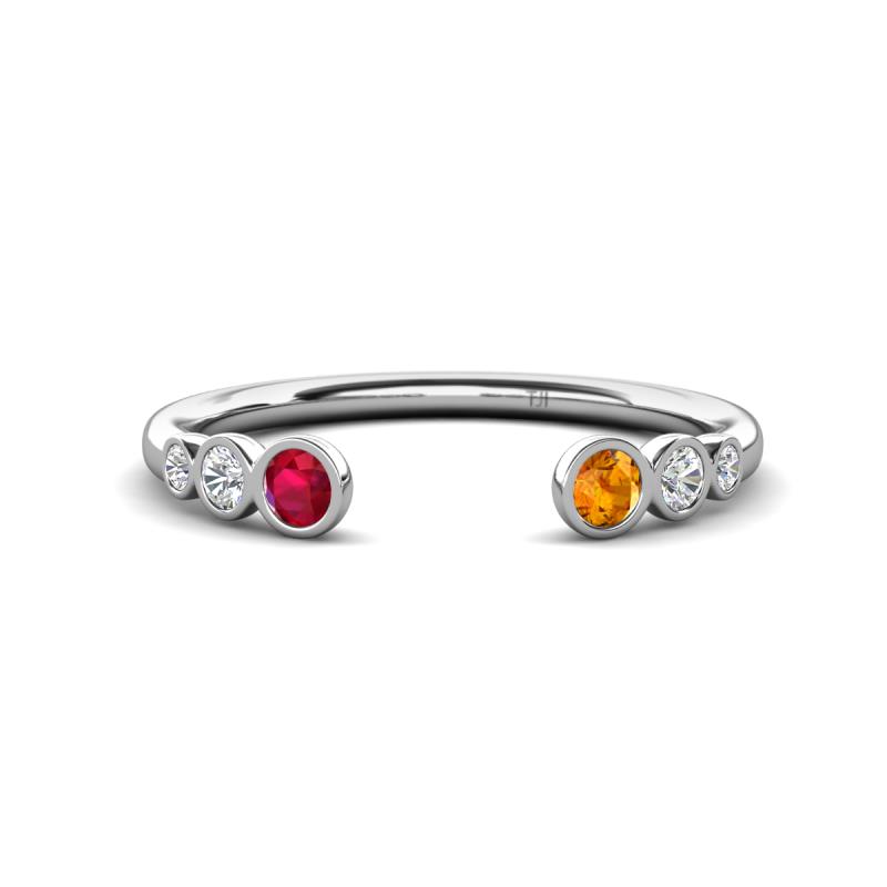Makena Ruby and Citrine Open Wedding Band 