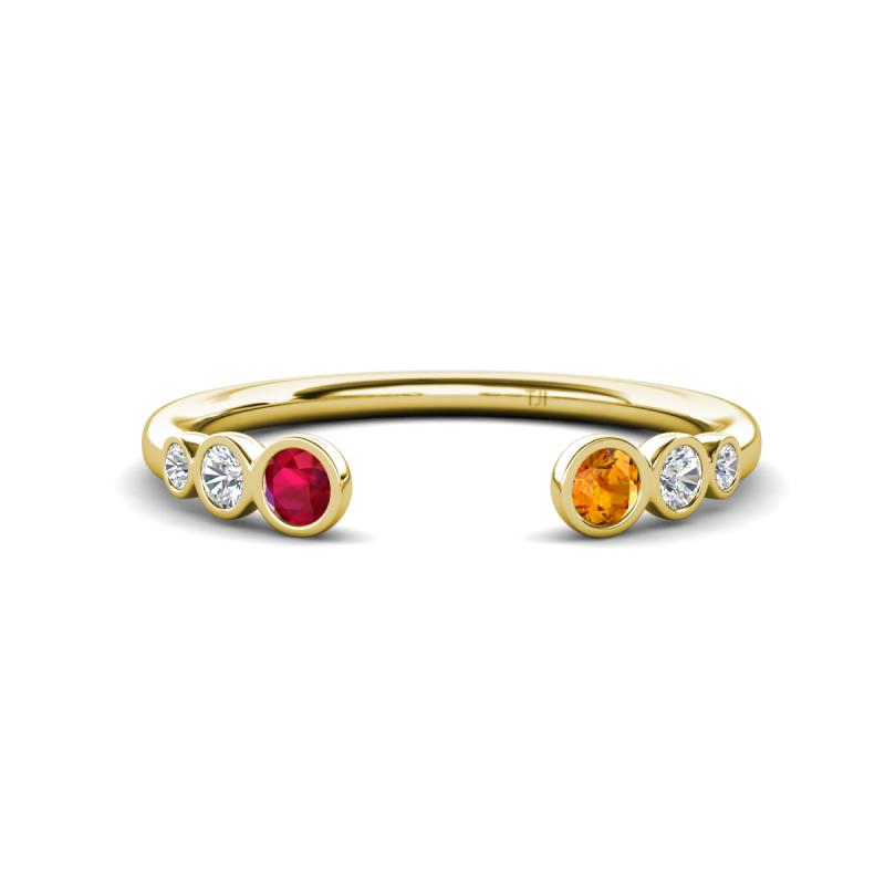 Makena Ruby and Citrine Open Wedding Band 