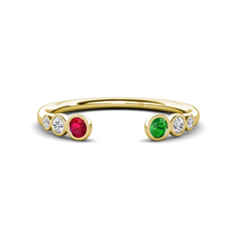Makena Ruby and Green Garnet Open Wedding Band 