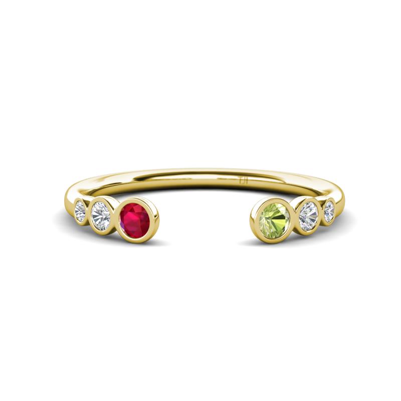 Makena Ruby and Peridot Open Wedding Band 