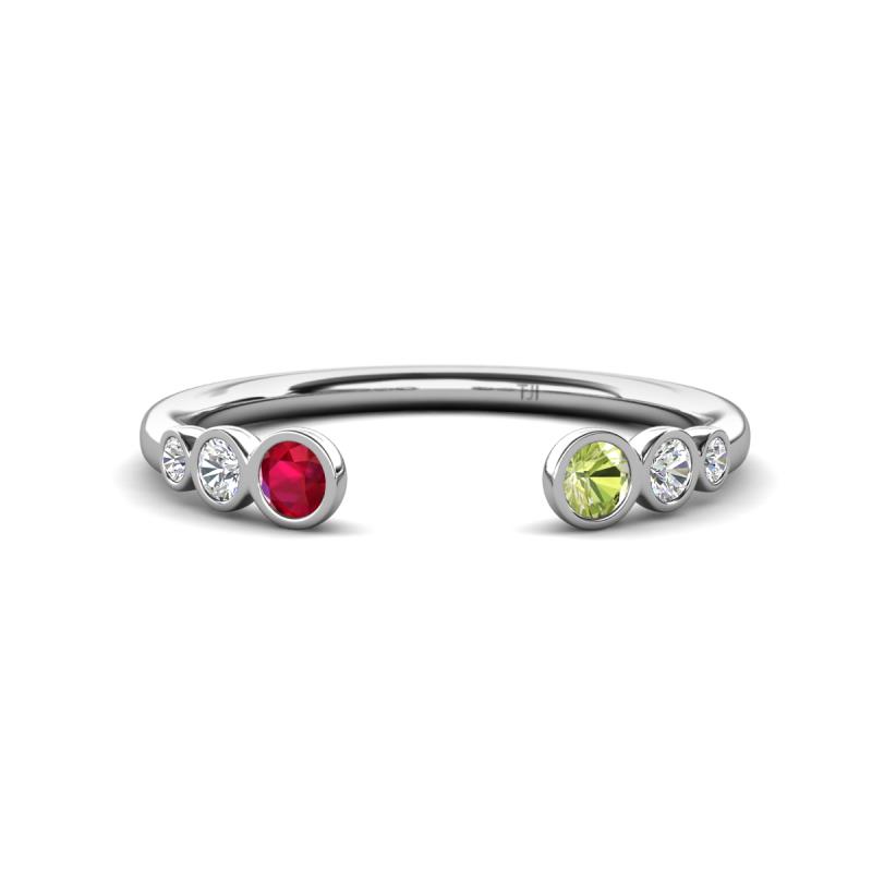 Makena Ruby and Peridot Open Wedding Band 