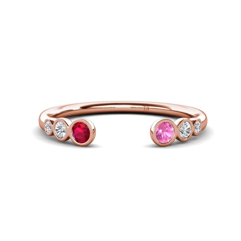 Makena Ruby and Pink Sapphire Open Wedding Band 