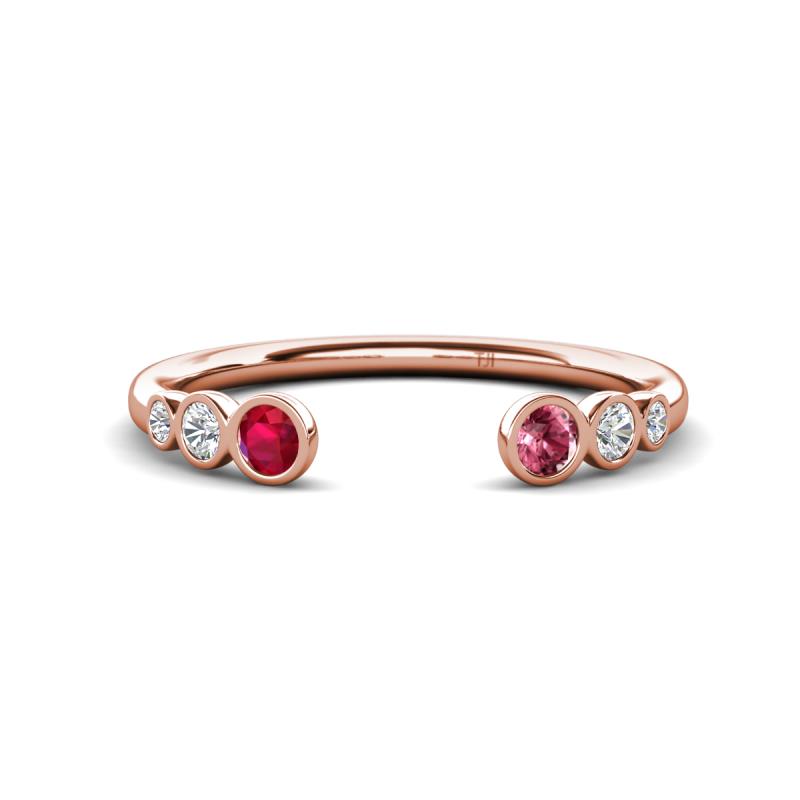 Makena Ruby and Pink Tourmaline Open Wedding Band 