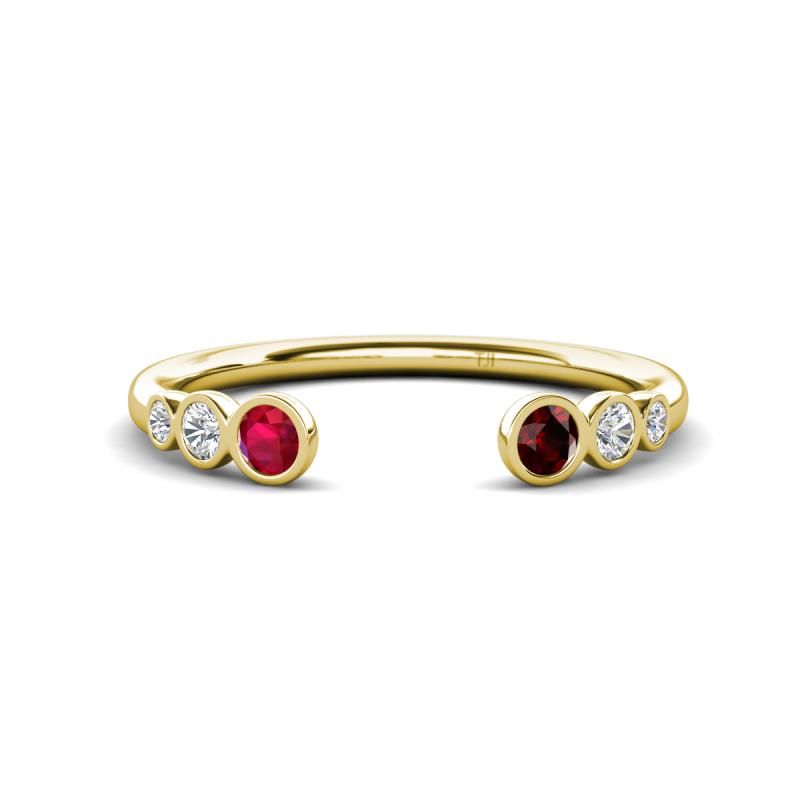 Makena Ruby and Red Garnet Open Wedding Band 
