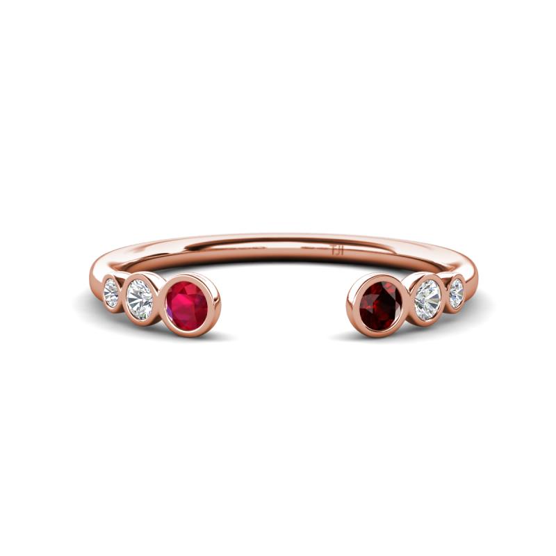 Makena Ruby and Red Garnet Open Wedding Band 