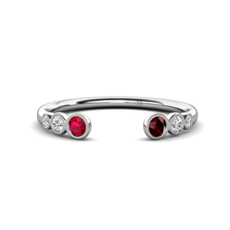 Makena Ruby and Red Garnet Open Wedding Band 