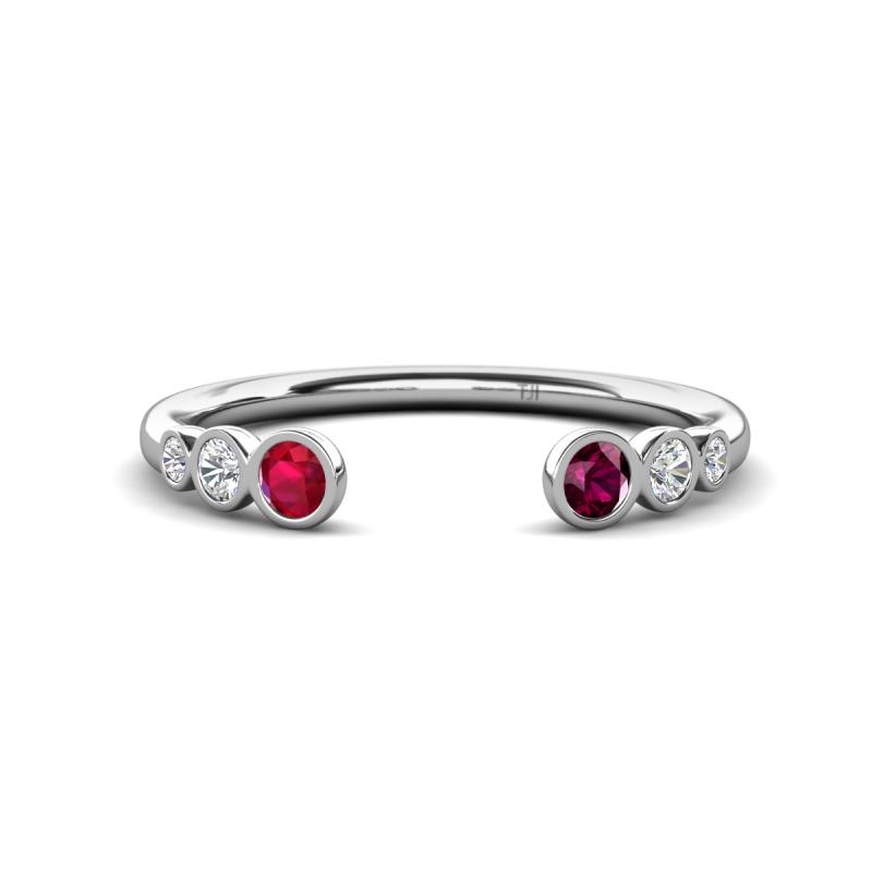 Makena Ruby and Rhodolite Garnet Open Wedding Band 