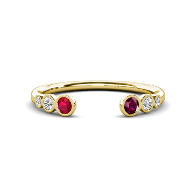 Makena Ruby and Rhodolite Garnet Open Wedding Band 