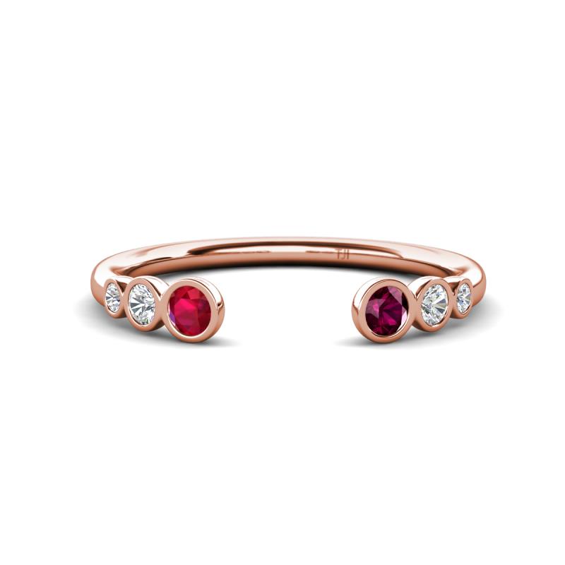 Makena Ruby and Rhodolite Garnet Open Wedding Band 