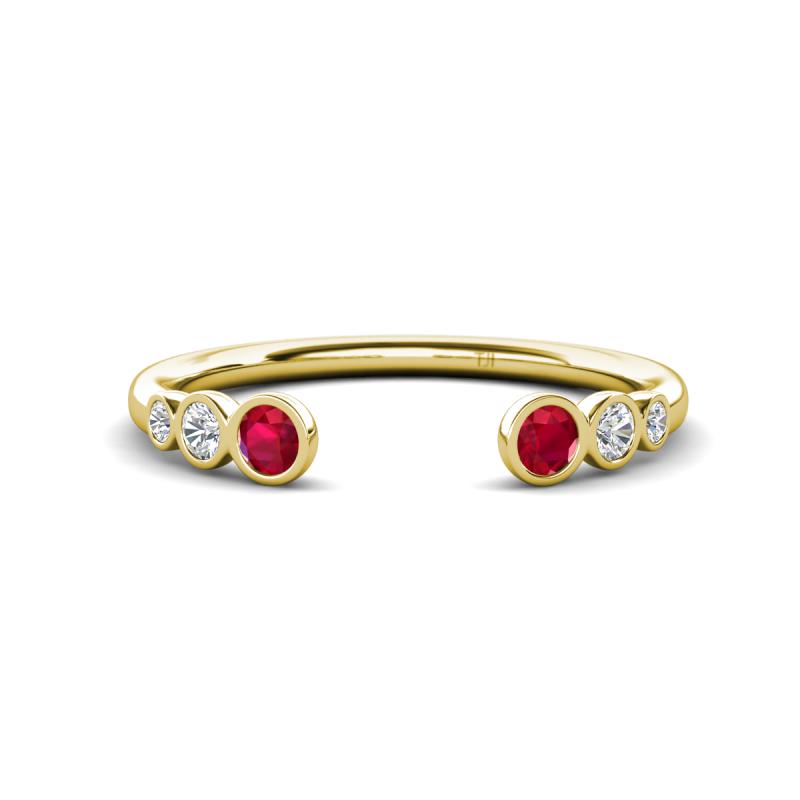 Makena Ruby and Lab Grown Diamonds Open Wedding Band 