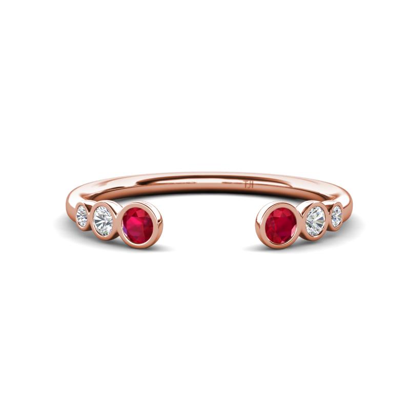 Makena Ruby and Lab Grown Diamonds Open Wedding Band 