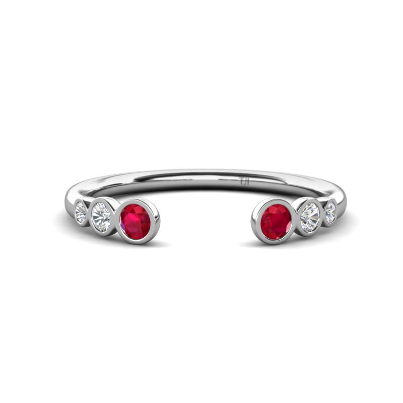 Makena Ruby and Lab Grown Diamonds Open Wedding Band 