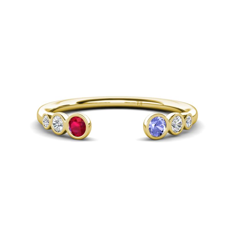 Makena Ruby and Tanzanite Open Wedding Band 