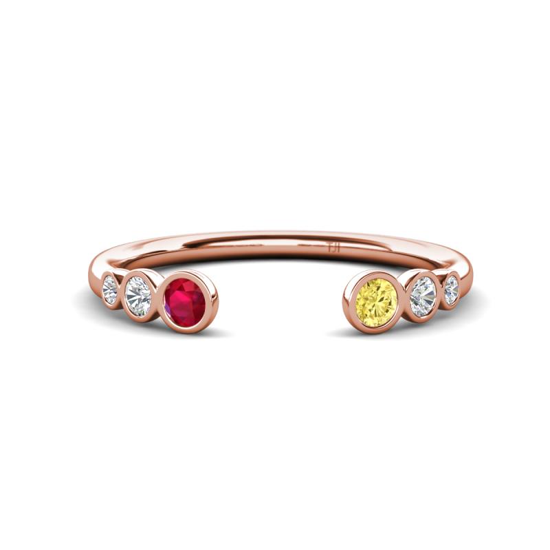 Makena Ruby and Yellow Sapphire Open Wedding Band 