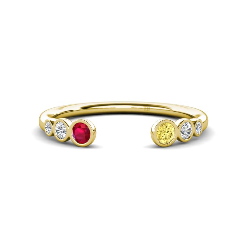 Makena Ruby and Yellow Sapphire Open Wedding Band 