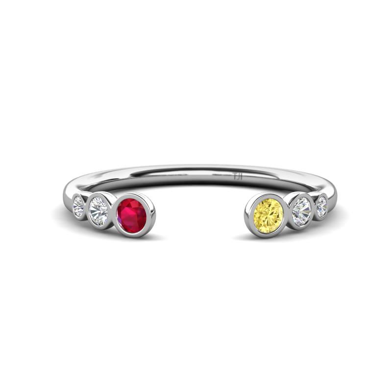 Makena Ruby and Yellow Sapphire Open Wedding Band 