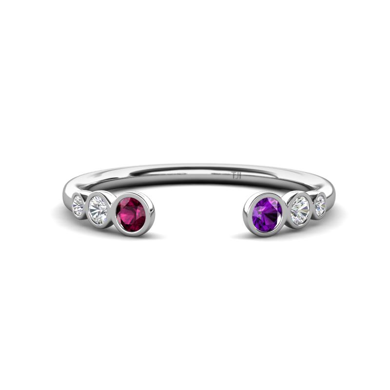 Makena Rhodolite Garnet and Amethyst Open Wedding Band 