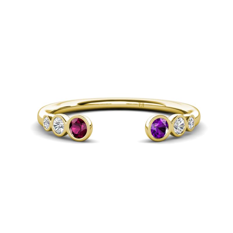Makena Rhodolite Garnet and Amethyst Open Wedding Band 