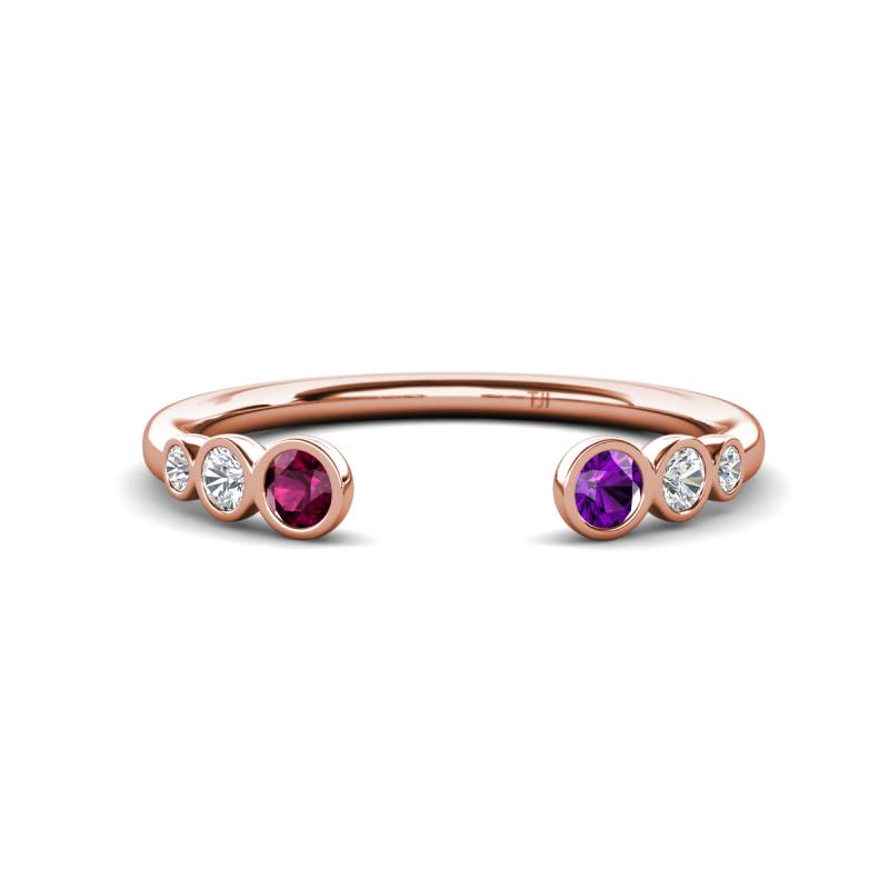 Makena Rhodolite Garnet and Amethyst Open Wedding Band 