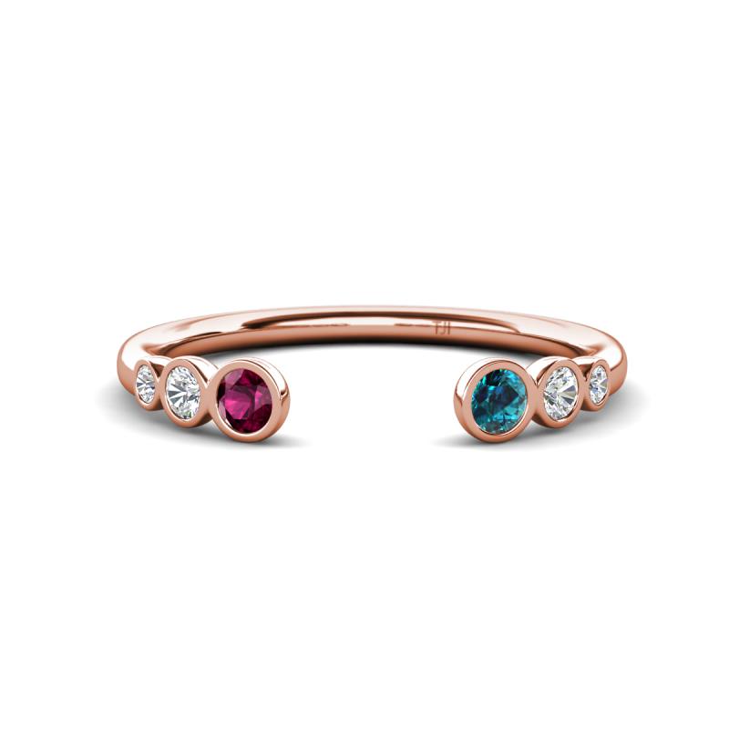 Makena Rhodolite Garnet and Blue Diamond Open Wedding Band 