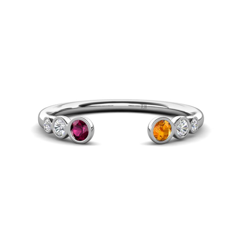 Makena Rhodolite Garnet and Citrine Open Wedding Band 