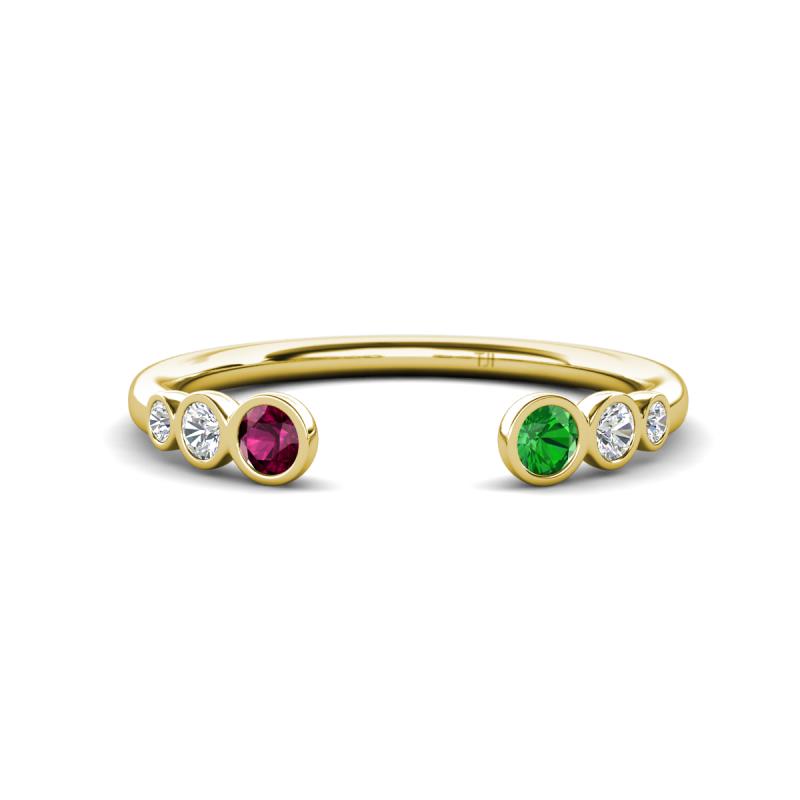 Makena Rhodolite Garnet and Green Garnet Open Wedding Band 