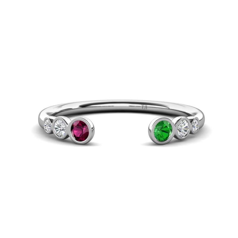 Makena Rhodolite Garnet and Green Garnet Open Wedding Band 