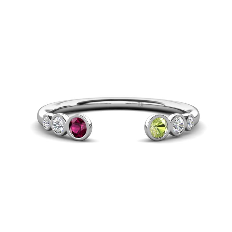 Makena Rhodolite Garnet and Peridot Open Wedding Band 