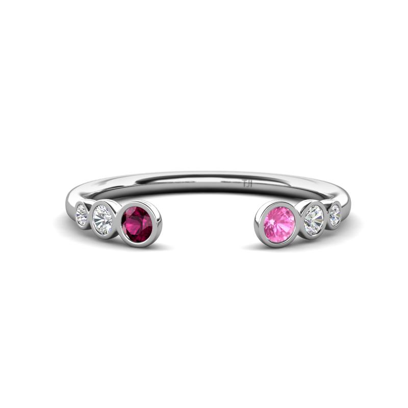 Makena Rhodolite Garnet and Pink Sapphire Open Wedding Band 