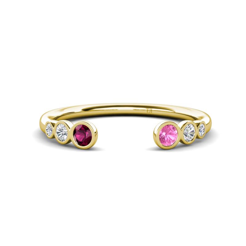 Makena Rhodolite Garnet and Pink Sapphire Open Wedding Band 
