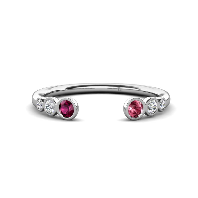 Makena Rhodolite Garnet and Pink Tourmaline Open Wedding Band 