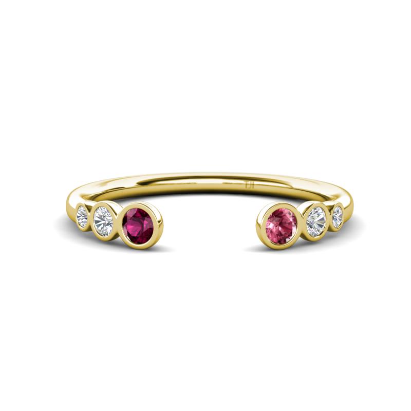Makena Rhodolite Garnet and Pink Tourmaline Open Wedding Band 