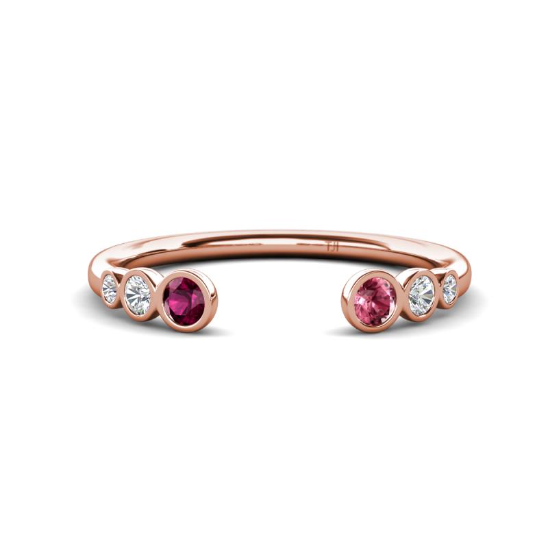Makena Rhodolite Garnet and Pink Tourmaline Open Wedding Band 