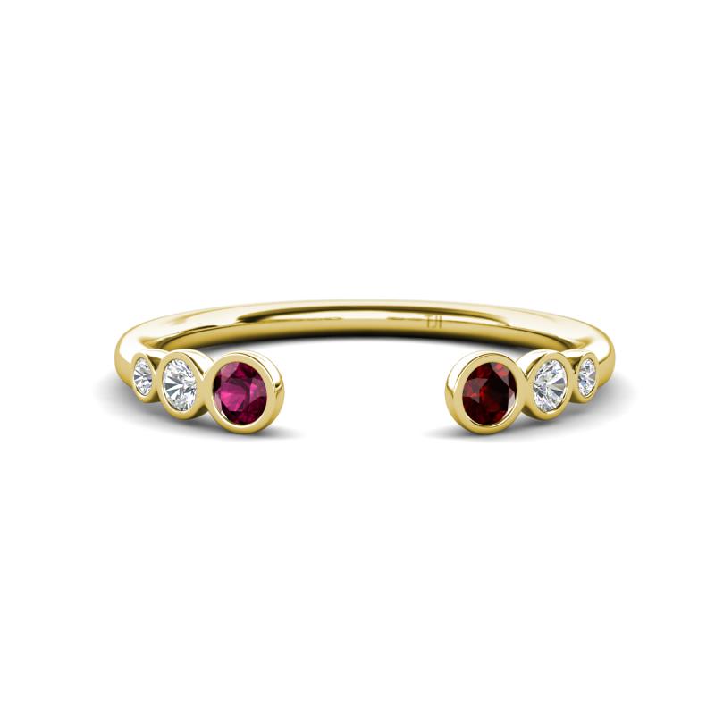 Makena Rhodolite Garnet and Red Garnet Open Wedding Band 