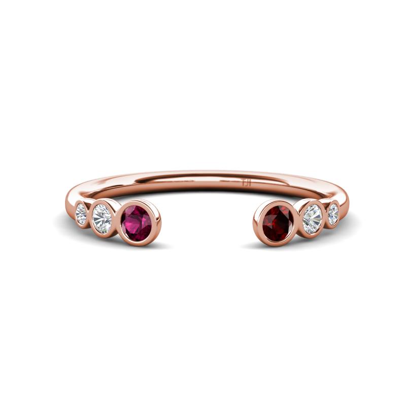 Makena Rhodolite Garnet and Red Garnet Open Wedding Band 