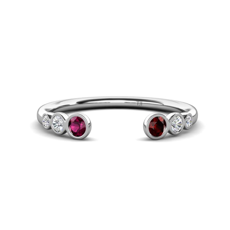 Makena Rhodolite Garnet and Red Garnet Open Wedding Band 